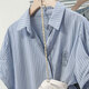 
Cypress Striped Shirt 2025 Summer New Women's Embroidered Lapel Single Bretted Short Sleeve Loose Shirt