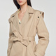 SANDRO classic women's clothing classic French temperament long lace-up windbreaker jacket SFPOU00519 beige 38