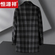 Hengyuanxiang large size plaid woolen coat men's medium-length thickened coat autumn and winter loose fat woolen windbreaker gray 5XL recommended weight 220-240Jin Jin equals 0.5 kg