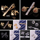Lie Shang Herren Silber Simple Krawatte Clip Cufflink Set Herren -Krawatten Clip Geburtstag Geschenkbox mit 24 Karat Gold reines handgefertigt
