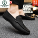 
Woodpecker summer breathable, non-slip and wear-resistant men's shoes 2024 new lazy men's beanie shoes versatile casual leather shoes D831 black 42 small