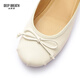 Respiración profunda respiración profunda zapatos para mujer cinturón de oveja suave diamante plano plano zapatos solo zapatos de ballet ax11155 blanco 34