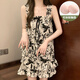 猫人感水墨画吊带睡衣女款夏季带胸垫云朵棉新款夏天家居服女 S48-9721-背心套-郁金香 M 【80-100斤】