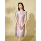 
Pink blue wardrobe 2025 summer new two-color gold silk jacquard improved V-neck Xi grandma light dress dress for women 552L686 Yunwu Zi M