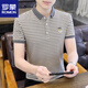 Romon Men's Shirt Cold T-shirt à manches courtes Stripes d'été Polo. T-shirt à la mode à manches à manches à manches à demi-manche 6626 Gray M 90Jin [Jin est égal à 0,5 kg]
