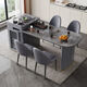 Wencong island table retractable guide table slate tea table integrated small apartment can be used at home modern simple multi-functional tea table dining table + island table + 4 chairs + slate tea tray electric stove total length 1.6-1.9 meters slide rail socket type