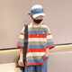 
Hanhan Elephant Boy Striped Short Sleeve Pure Cotton T-shirt 2025 New Children's Summer Half Sleeve Fried Street Loose Big Children's Summer Top [Two More Offer] 9895 Striped +9905 White 170