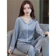 
GPHF Japanese light luxury ice silk casual pajamas women's spring and summer high-end 2025 new summer nightgown home clothes 9901 silver grey [long-sleeved trousers] L