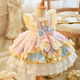 Gduck Kids Little Yellow Ente [1278 Menschen gelobt] Kinderkleidung Mädchen Lolita Prinzessin Kleid zum ersten Geburtstagskleid Baby Performance Pink 552 Pink Gelb One Size 110