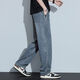 Jeanswest High-End Tensil Jeans Herren Sommer Dünne amerikanische Modemarke Retro losen lässigen, häufigen langen Hosen mit weit langen Hose 3019 Retro Blau [winziger dünner Stil] 30