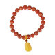 Ouchini Baoshan Nan Red Agate Bracelet Buddha Beads Full of Flesh Persimmon Red Duobao Bracelet for Men and Women with Beeswax Pixiu Pendant One Item One Certificate Supports Re-inspection