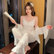 莫代尔春季性感带胸垫冰雪丝睡衣女2025新款长袖春夏家居服吊带三件套 9226-2豆沙色 【两件套】 M 【80-100斤】