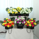 Zi Jiafu Qingming Festival flower tombstone, artificial flowers in front of the tomb, simulated chrysanthemum bouquet, large flower basket, tomb sweeping supplies, white + purple set (base is carton)