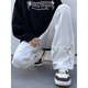 
POUM men's joint jeans men's 2025 new American high street loose casual straight-tight fashion brand handsome student pants WKXS-K691 white S