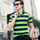 Master Polo Polo de manga corto a rayas Polo Summer Summer de la camiseta del delgada Paul Marca oficial de lujo Casual Comercio de mediana edad 3882 Naranja Stripes 2XL