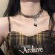 CLCEY重工水晶蝴蝶choker高级感颈链项圈女项链美拉德配饰 琥珀复古蝴蝶项链X3889 S