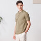 By Creations [Cool Cotton and Line] Cypress Henry Collar Business POLO Shirt Men's Summer Breathable Commuter Casual Short Sleeve T Deep Khaki XL