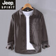 JEEP SPIRIT春夏灯芯绒衬衫男长袖纯棉宽松薄款日系条绒高级感白休闲衬衣外套 姜黄色【9716】 3XL