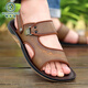 Spechts Sandalen Herren Sommer 2025 Neue Stil außen atmungsaktiven Ledersandalen Echte Leder-Pantoffeln Nicht-Schlupf-Rindfleisch-Sehnen-Sohle-Strandschuhe Sandalen Männer 6227 Khaki Rindfleisch Sehnen Sohle 42