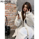 Cotton heavy hooded sweatshirt for women in spring, autumn and winter new American loose Korean style plus velvet Shandong Jimo cardigan jacket 844 white and gray [regular high quality 31.5] L 100-115 Jin [Jin equals 0.5 kg]