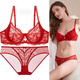 Victoria Palace Sexy Bra Set Lace Push-Up Ultra-Thin Underwear Side Cushion Anti-Sagging Bra Set Zodiac Year Underwear Red 85C 38 (default with XL size underwear)