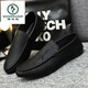 
Woodpecker men's love bean shoes for men to work 2025 spring and summer new soft leather wedding groom leather British casual shoes D838 brown 39