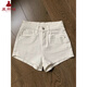 Xia Yuyao small white high waisted slim denim shorts for women in summer slim and versatile straight hot pants for hot girls ins trend white M 95-105