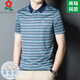 梦特娇（MONTAGUT）男装桑蚕丝条纹短袖t恤夏季中年爸爸装休闲翻领polo衫 A829-红色 XL 175适合125-145斤