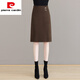 Pierre Cardin Woolen Skirt Women's Spring Autumn and Winter A-Line Medium Short Skirt High Waist Slimming Hip Skirt Temperament One Step Skirt 2 Brown 2XL Recommended 125-135Jin Jin is equal to 0.5 kg