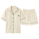 
LangSha couple pajamas summer short-sleeved shorts simple cardigan can be worn outside for men and women's cotton home clothes summer X12706-12806 2XL men's style