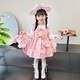 Daniaowang Girls Melody Lolita Princess Dress Spring and Autumn New Long Sleeve Dress Pink Birthday Dress Puff Skirt Velvet Dress + Headwear 130 Sizes