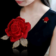 KLUCK gold store model Chinese red rose brooch, high-end women's corsage, high-end sense brooch, new exquisite style, three-petal red rose corsage