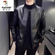 Woodpecker 2025 Spring and Automne New Stand Collar en cuir Veste pour hommes Slim et belle veste en cuir PU Pu Men's Veste 6601 Black M [100-120Jin [Jin est égal à 0,5 kg]]]