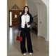 Guo Jiujiu Retro Contrast Broidered Ragdoll Sleeve Cotton Veste en laine Jacket Scimitar Jeans G924T17152 SUITE (manteau + jeans) M Single Taille