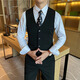 
Ayou fat big size suit men's business formal suit groom best man wedding two-piece suit black single vest M