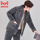
Catman (MiiOW) pajamas for men in autumn and winter, three-layer thickened coral velvet cotton flannel warm home clothing set winter style C9901 black gray men [milk velvet] XL 3 layers x (125 145Jin [Jin equals 0.5 kg]) three-layer thickened