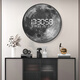 Kleine Gemälde Uhr High-End-Sense kreisförmiger Mond Esszimmer Hänge elektronische Uhr Wanduhr Wohnzimmer 2025 Neue Style-Eingang Dekorative Maluhr ZP3893 [LED Digital Display Screen-Can immer eingestellt werden] 47 Zoll 120*120 cm [elektrisches Modell mit Lichtern]
