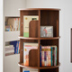 Sanqihu rotating bookshelf multi-layer bookcase corner vertical bookshelf floor-standing integrated wall-mounted 17 chassis 46cm all solid wood six layers walnut color-chassis 44cm