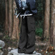 
SWAMP AREA paratrooper charge pants men's spring and summer thin pleated hiking pants straight sports and casual ice silk pants WS701 black M