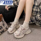 New Balance Dynamic (newbknxzong) 2025 Sommer Neue Kinder Sportschuhe Mädchen Atmungsfreie Mesh Schuhe mittelgroße Kinder weiche Einzellaufschuhe Trendy Daddy Schuhe S999 Blau 36 Größe 22.2cm