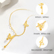 Junbu Butterfly Yellow 18K Gold Necklace for Women AU750 Pendant Clavicle Chain Set Chain New Year Gift for Girlfriend K Yellow Chain Length Approximately 42+3cm (Approx. 1.29g)