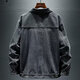 Xuanlaiya retro large pocket work denim jacket men's spring and autumn new trendy brand loose trendy handsome casual jacket men Y846 gray 3XL