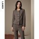 LANDI floral yarn retro high-end wool short suit jacket women's suit suit winter new product coffee floral yarn XL