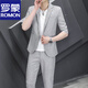 Romon Business Casual Traje pequeño Jaqueta Summer Summer Fina Profesional Traje profesional Summer Traje Azulada de trabajo Azul (Set-Top + pantalones de dos piezas) XL
