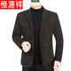 Hengyuanxiang high-end men's autumn and winter casual middle-aged men's woolen suits Nizi jackets middle-aged and elderly men's thickened suits brown woolen 175/88A 130-140Jin Jin equals 0.5 kg