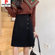 Pierre Cardin Large Size Corduroy Skirt Autumn and Winter Women's High Waist Irregular Mid Skirt Fat mm Slimming Belly Covering A-Line Skirt Short Skirt Brown M Recommended 90-100 Jin Jin equals 0.5 kg
