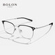 Tyrannosaurus (BOLON) myopia glasses frame, 25-year new product Wang Hedi same titanium alloy eyebrow line glasses frame BA7009 Selected B15-Mumbling Black Silver This item is only single frame-frame supports trial on