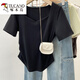 
Woodpecker Large Size Women's Fat mm Summer New Style 2025 Square Collar Irregular Short Sleeve T-shirt Fashion Shoulder Design Top White 13701 3XL Recommended 160-175Jin [Jin equals 0.5 kg]
