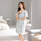 Victorias neuer Seidennacht des Stils für Frauen Frühling und Sommer dünne kurzärmelige, einfache Pyjama für Frauen im Sommer Home Clothes 1105 Weißer Hintergrund Blume V-Line Rock M 160