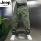 JEEP SPIRIT高档春夏2025新款工装休闲裤男潮牌宽松直筒九分裤青年百搭哈伦裤 黑色 薄-款2173速干 29 90-105斤